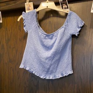 Blue off the shoulder crop top
